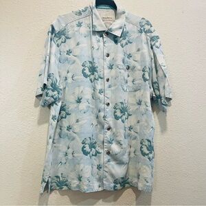 Vintage Tommy Bahama, Blue Hibiscus Flower Pattern Silk Hawaiian Shirt, XL